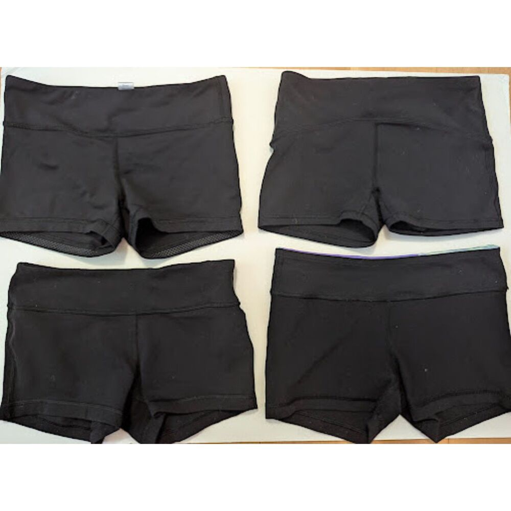 Four Pairs of Black Ivivva by Lululemon Shorts 10 - 12 cheer dance cartwheel